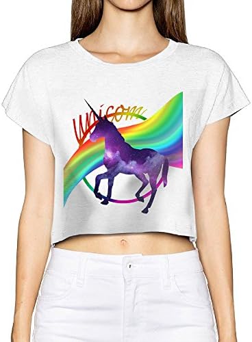Fantastic Purple Galaxy Unicorn Sexy Fashion Crop Top Women Navel T Shirt