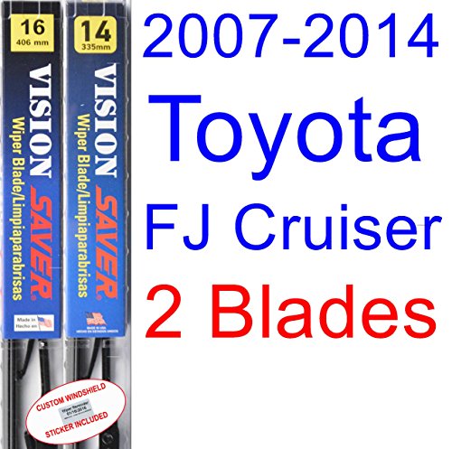 2007-2014 Toyota FJ Cruiser Replacement Wiper Blade Set/Kit (Set of 2 Blades) (Saver Automotive Products-Vision Saver) (2008,2009,2010,2011,2012,2013)
