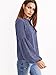 Verdusa Women's Round Neck Elegant Blouse Lantern Sleeve Top with Keyhole Back Blue L