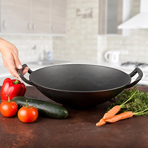It's Useful Cast Iron Wok - 14 Inches, Black