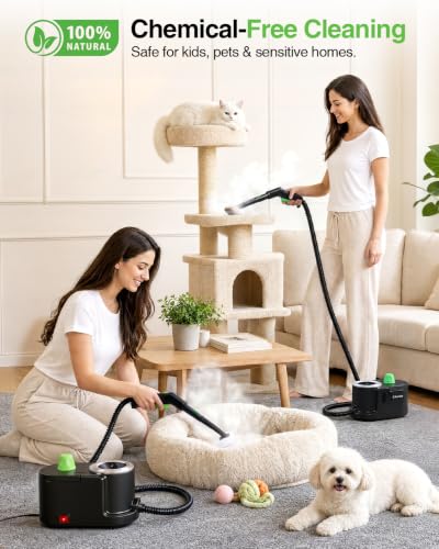 Taskstar Powerful High Pressure Steam Cleaner for Deep Cleaning | 8 mins rapid heat, 1.6L tank for 50-min continuous vapor, 22 tools; tackles kitchen grease, bathroom grout & car detailing