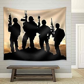United States Army Rangers on The Sunset - Fabric Wall Tapestry Home Decor - 51x60 inches
