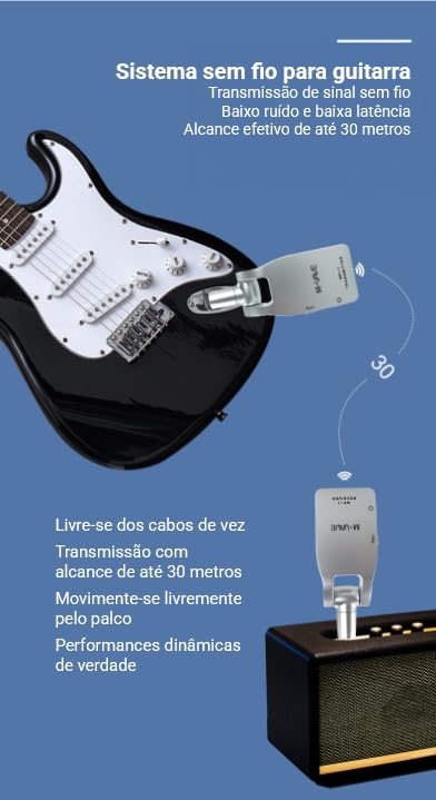 M-VAVE VEDO Sistema de guitarra sem fio – Transmissor-receptor de guitarra avançado com tecnologia sem fio 2.4G para aprimorar sua performance musical cabos Distância transmissão sem fio 30 metros