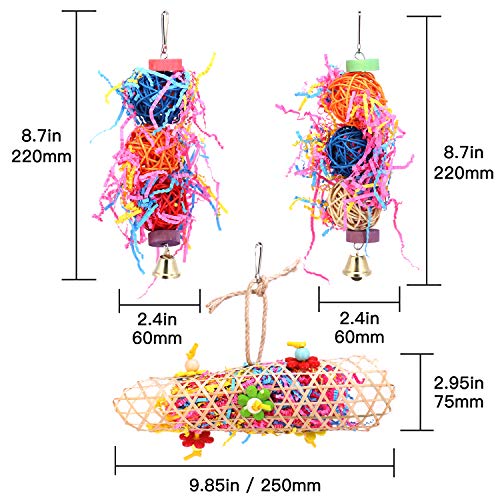 INDREMY Bird Chewing Toys Shredder for Chewing & Foraging Keep Bird Busy Parrot Cage Bite Toys Suggested for African Grey Cockatoos Parrot Bird Foraging Hanging Toy