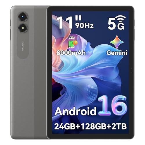 T50 Android 16 Tablet 11 Inch Offer, 24GB RAM + 128GB ROM (Expandable up to 2TB), Octa-Core Unisoc T7250 Processor, 8000mAh Battery, Dual Band 5G WiFi, IPS Screen 2K 90Hz, 13MP Camera