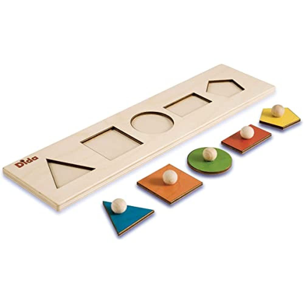 Dida - Geometric Shape Sequencing Puzzle: A wooden puzzle of shapes and colors for children