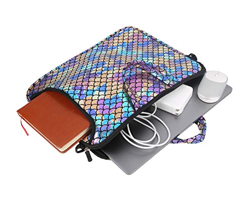 11.6-Inch Laptop Shoulder Messenger Carrying Bag Case Sleeve For 11" 11.6" 12" 12.5 inch Macbook/Notebook/Ultrabook/Chromebook, Mermaid Scale (Colorful)