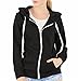 EASYHON Womens Soft Zip Up Fleece Hoodie Sweater Jacket (Large, Black)