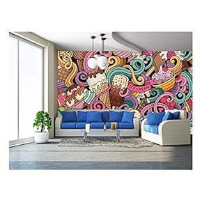 BRAND_NAMECartoon Hand Drawn Ice Cream Doodles Seamless Pattern