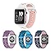 Alritz Band for Apple Watch 38mm 42mm, 4 Pack Soft Silicone Strap Band Replacement with Bumper Case for Apple Watch Series 1/2/3 (White/Black/Blue/Lake Blue, 38mm)