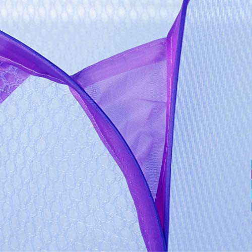 Portable, Durable Handles, Laundry Basket Pop Up Mesh Bin Tidy Storage Foldable Cloth Washing Bags Hamper 2Pcs (Purple)