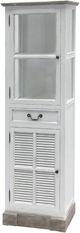 Vitrinenschrank Beach House weiß Shabby chic mit Lamellentür Hamptons