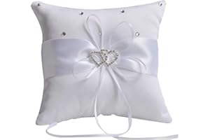 senover Wedding Ring Pillow Ring Bearer Pillow Wedding Ring Holder for Wedding(White)