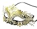 Coxeer Laser Cut Metal Lady Masquerade Halloween Mardi Gras Party Mask (Gold & Black)