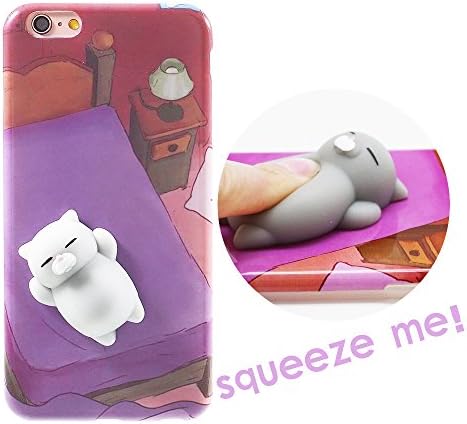 iPhone 6 6S Case(4.7inches), Iteasier Finger Stress Reduce Cover, 3D Cute Mini Toy Animal Mochi Squeeze Stretch Compress Anti-anxiety Cell Phone Sleeve for Girls Women Kids