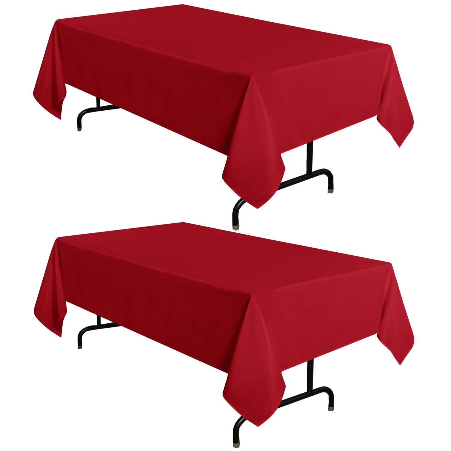 Photo 1 of sancua 2 Pack Red Tablecloth 60 x 102 Inch, Rectangle 6 Feet Table Cloth - Stain and Wrinkle Resistant Washable Polyester Table Cover for Dining Tables, Buffet Parties and Camping