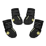 Petacc Dog Boots Water Resistant Dog Shoes for Large Dogs and Black Labrador 4 Pcs in Size 8 Black