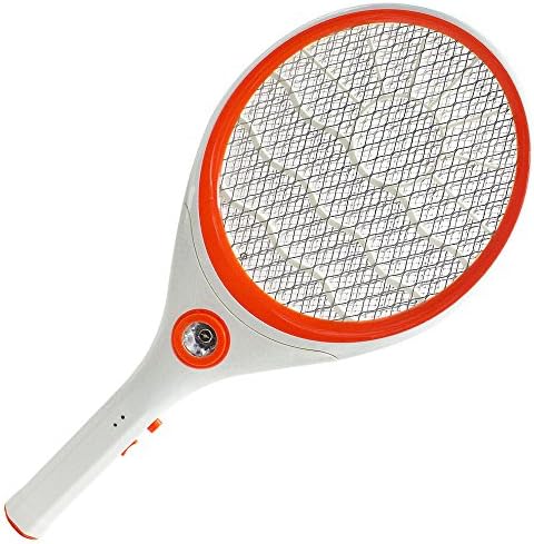 Electric Bug Zapper Rechargeable,ATIVI Powerful Electric Bug Zapper Fly Swatter Zap Mosquito Zapper with LED Nightlight for Indoor and Outdoor Pest Control Killer Durable ABS Plastic Racket - Orange