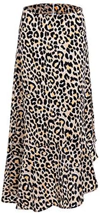 Women's Casual Zipper Leopard Midi Flowy Pleated Skirt