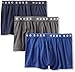 Hugo Boss Men's 3-Pack Cotton Trunk , Navy/Deep Blue/Charcoal, Large