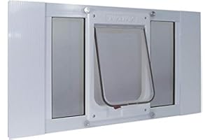Ideal Pet Products Aluminum Sash Window Pet Door, Adjustable to Fit Window Widths from 33" to 38", Chubby Kat 7-1/2” x 10-1/2” Flap Size