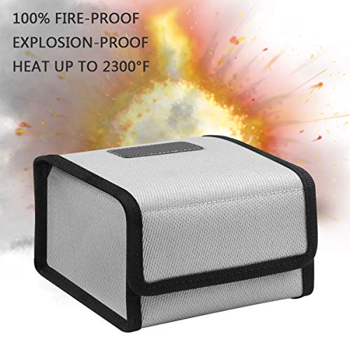 Lipo Safe Bag 2PCS Fireproof Explosion-Proof Bag for Lipo Battery Storage and Charging, Non-Itchy Silicone Coated Lithium Battery Guard Safe Bag Small