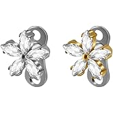 2PCS 14G G23 Titanium Cubic Zirconia Dermal Anchor Set Hypoallergenic Butterfly Flowers Microdermal Tops & Base for Lip, Cheek, Chest Piercing body Jewelry