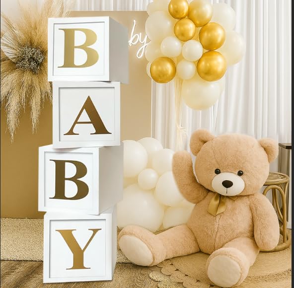 Photo 1 of **LETTERS ONLY**
Baby Shower Decorations Baby Balloon Boxes Blocks with 30 Letters for DIY Boy Girl 1st Birthday, Teddy Bear Baby Shower, Bridal Shower, Gender Reveal Party Decoration by QIFU