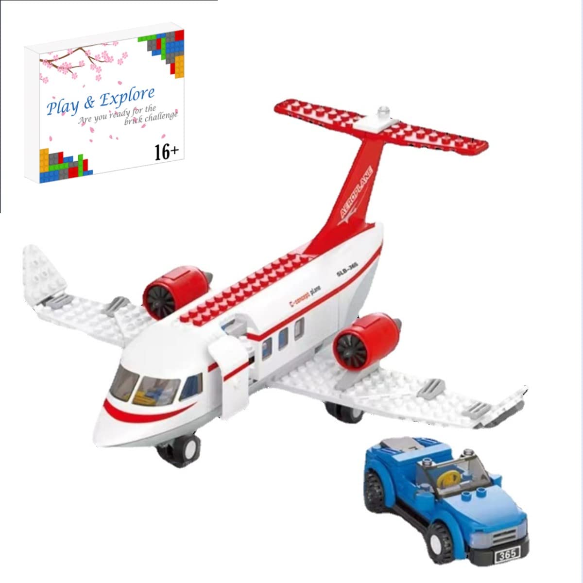 Aircrafts Building Model Set, 275 Pcs City Passenger Plane with Mini Truck and Crew Mini Figures, DIY Construction Toy, Aeroplane Model for Adults and Teens, Aeroplane Collectible Toy