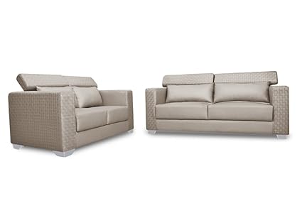 Adorn India Bentley Five Seater Sofa Set 3-2 (Grey)