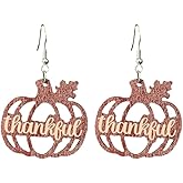Lovely Thanksgiving Turkey Pumpkin Maple Leaf Earrings Colorful Sunflower Wooden Thanksgiving Earrings Women's Jewelry-9