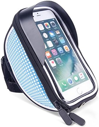 Bike Phone Bag Bicycle Top Tube Phone Bag for 5" - 6" Screen Size Bike Frame Strap Attachment Mount Blue
