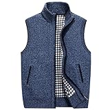 Msmsse Men's Knitted Vest Knit Sweater Vest Blue XL