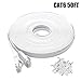 BUSOHE Cat6 Ethernet Cable 50 FT White, Cat-6 Flat RJ45 Computer Internet LAN Network Ethernet Patch Cable Cord - 50 Feet