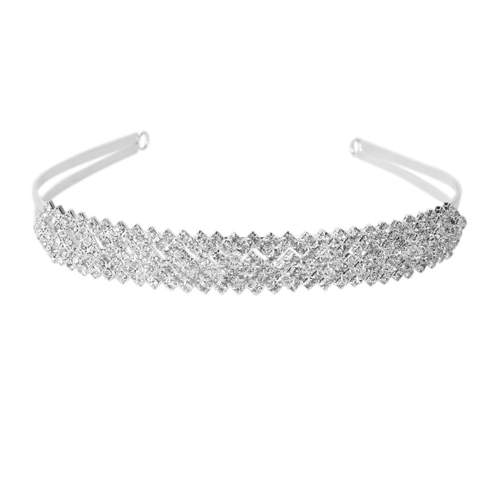 WINOMO Crystal Rhinestone Crown Hair Barrette Hair Loop Tiara Hairband Headband
