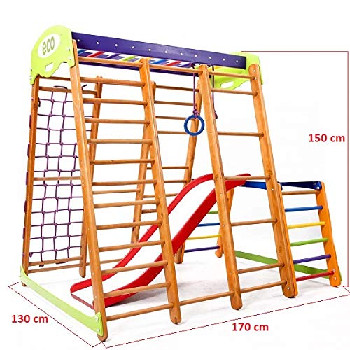 Babystar-PP-Lak Centro De Actividades Con Tobogán - Para Exterior, Con Red Y Anillos