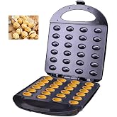 Electric Walnut Cookie Maker 24 Holes Mold Maker Electric Walnut Snacks Maker Mini Nut Machine Sandwich Iron Electric Nut Mold Maker Oreshek, Non-stick Easy to Clean, Black