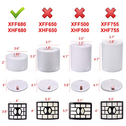 3 Pack Filters for Shark Rotator Powered Lift-Away Speed&DuoClean Vacuum Cleaner NV680, NV681, NV682, NV683, NV800, NV800W, NV801, NV803, UV810 Replaces Part # XHF680 & XFF680 By Artraise
