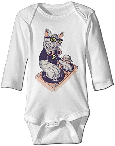 Unisex-Baby Dj Cat Cool LONG SLEEVES Baby Onesie