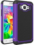Grand Prime Case, LK [Shock Absorption] Hybrid Dual Layer Armor Defender Protective Case Cover for Samsung Galaxy Grand Prime (Purple)