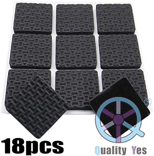 QY 18PCS Black Square Shape 25mm EVA Non Slip Felt Pad Non Skid Floor Protector Furniture Pad Noise Insulation Pad Floor Bumper