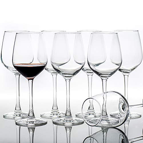 12-Ounce Red White Wine Glasses Set of 8, Lead Free Classic Design Wedding Wine Cups