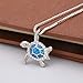 Morenitor 925 Sterling Silver Necklace with Created Opal Turtle Pendant Jewelry for Women Gift, 18 inches