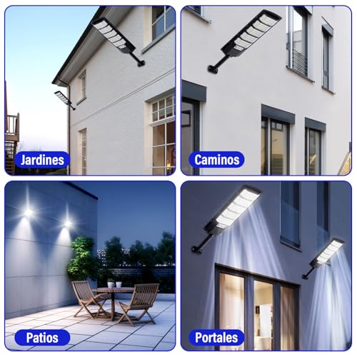 KIROGILY Lamparas Solares Exterior, 240 LED 6500K Lúmenes con Sensor de Movimiento, Luces Solares para Exterior Jardin, IP65, Lámpara Solar con 3 Modos de Iluminación y Mando a Distancia 2pcs