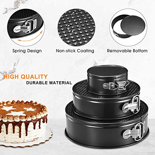 Springform Pan Set of 3 Nonstick Cheesecake Pan, Leakproof Round Cake