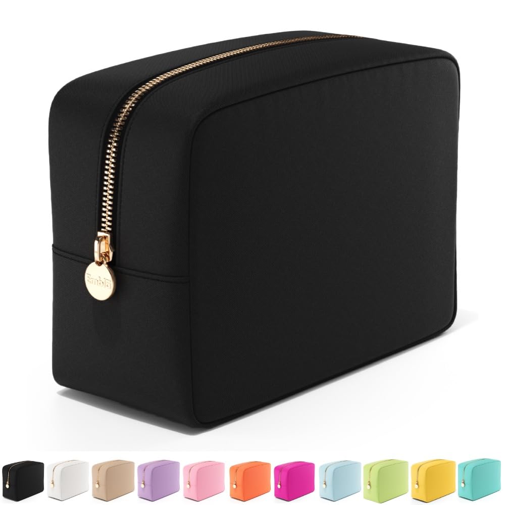 EMBLA Makeup Bag,Travel Bag Pouch, Toiletry Bag, Makeup Organizer, Nylon Cosmetic Zipper Pouches,Clutch, Coin Purse, Storage Bag Organizer, Make up Bags,Mini, Small, Large for Women, Black, Mini
