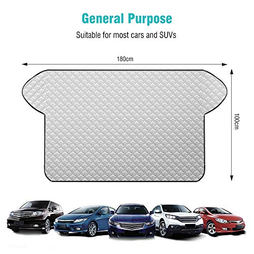 Tsumbay Car Windshield Snow Cover Car Sunshades for Windshield with 4 Layers Protection Car Windshield Snow Ice Cover for Ice, Snow, Frost, UV Defense, Windshield Winter Cover Fits for Most Vehicles