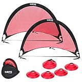 2x4 Feet Portable Soccer Goals For Backyard - Foldable Rebounding Nets For Total Training Optimization - 10 Premium Cones, Ergonomic Carrying Case, Great For Team & Solo Training - Pop Up Soccer Goal