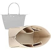 Lckaey Purse Organizer Insert for Longchamp, Premium Felt Long Champ Le Pliage Handbag Organizer Large beige