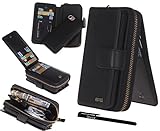 Urvoix iPhone 7 Case, Premium Leather Zipper Wallet Multi-functional Handbag Detachable Removable Magnetic Case with Flip Card Holder Cover for iPhone 7 (4.7") Black